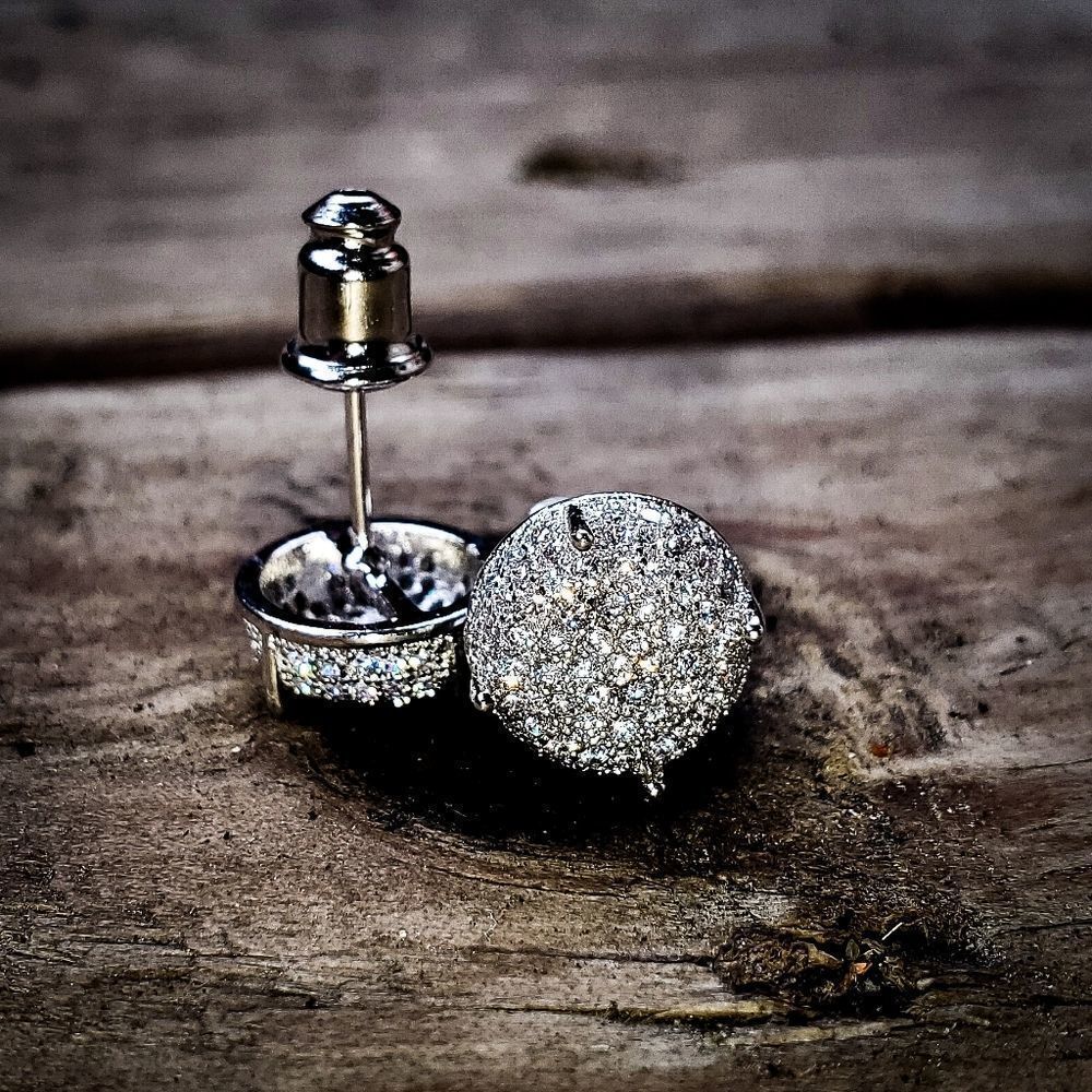 Silver Lab Diamond Cluster Earrings